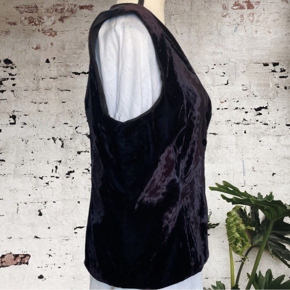 $10$ add on CHRISTIE&JILL,crushed velvet,4 button,lined vest,dark black/purple - Picture 2 of 11